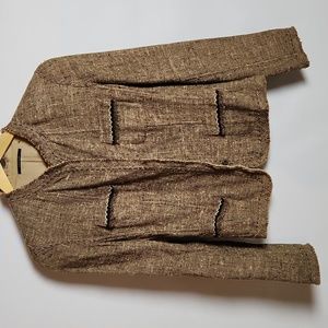 Elie Tahari Brown Blazer/Jacket Sz-Small Tweed-look Soft-feel
